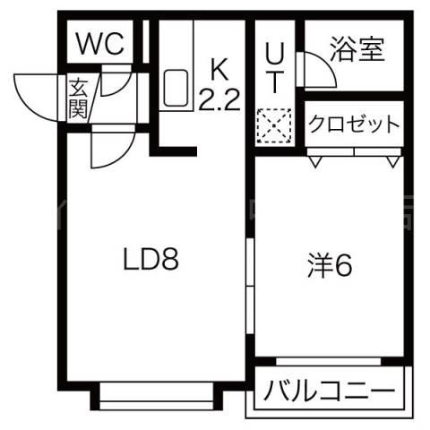 ホワイトハウス(1LDK/2階)の間取り写真
