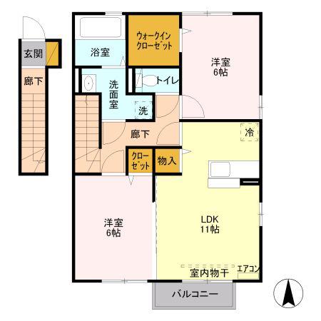 セント・レーク(2LDK/2階)の間取り写真