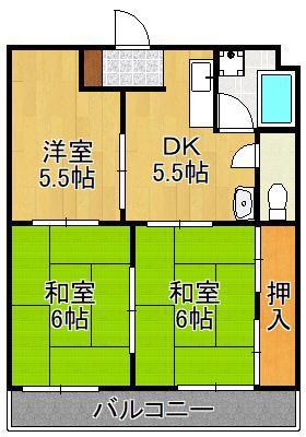 フィオーレ大里(3DK/3階)の間取り写真