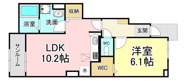 レディ・バグII(1LDK/1階)の間取り写真
