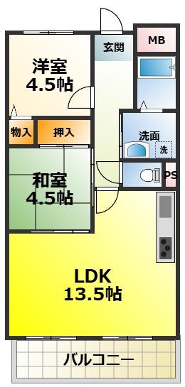 サラスバティ肥子(2LDK/2階)の間取り写真