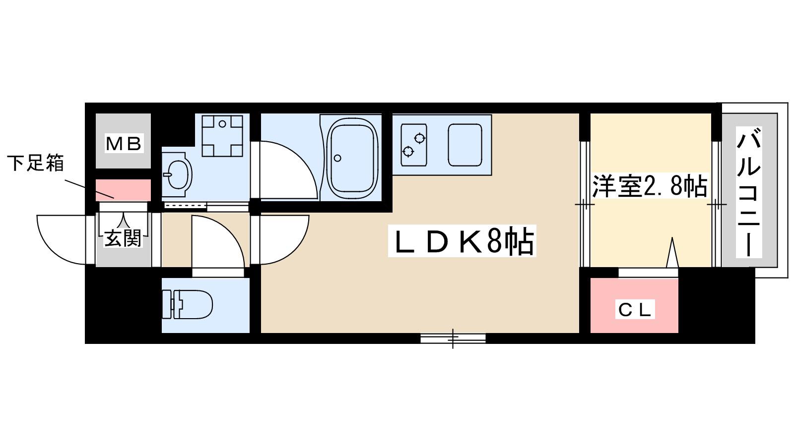 フォーチュニー江坂1(1LDK/5階)の間取り写真