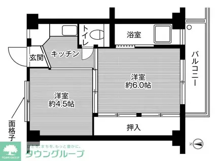 ビレッジハウス東金井2号棟(2K/4階)の間取り写真
