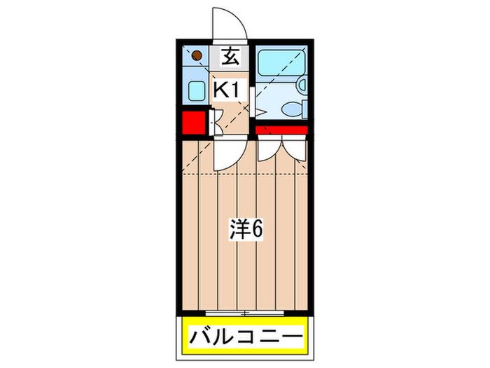 グランディ井田(1K/2階)の間取り写真