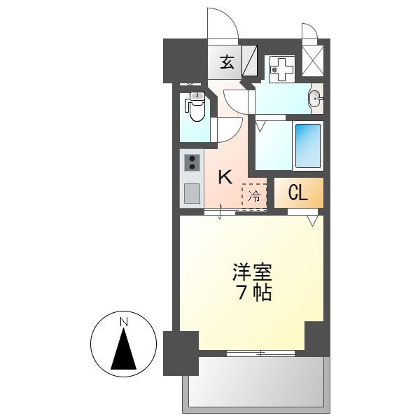 S-RESIDENCE浄心イースト(1K/7階)の間取り写真