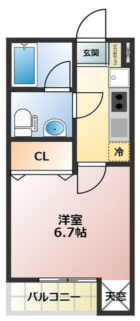セドラス浪花(1K/2階)の間取り写真