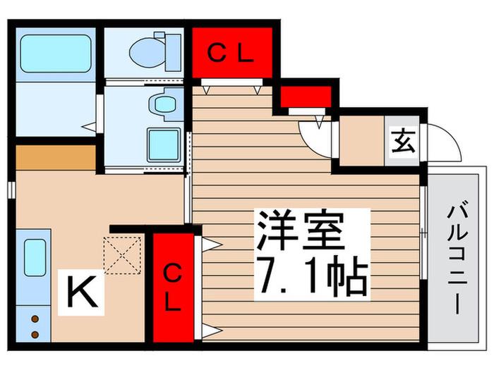 ドミール西初石B棟(1K/1階)の間取り写真