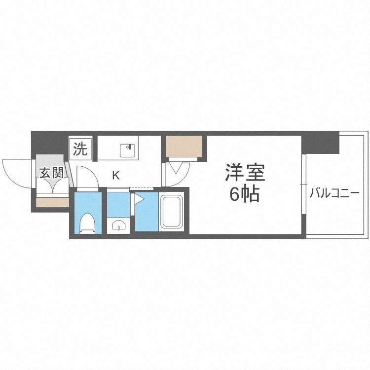 エステムコート大阪ウエストII(1K/7階)の間取り写真