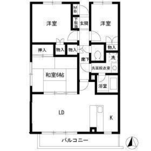 サンプレイス(3LDK/3階)の間取り写真