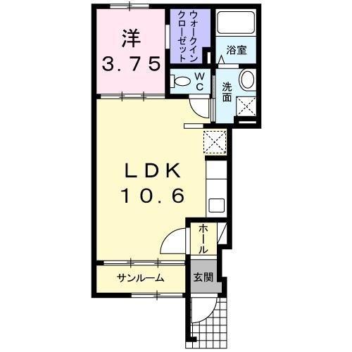 ミキハウスⅡB(1LDK/1階)の間取り写真