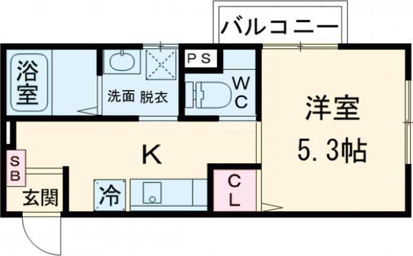 アミティシーボルト通(1K/1階)の間取り写真