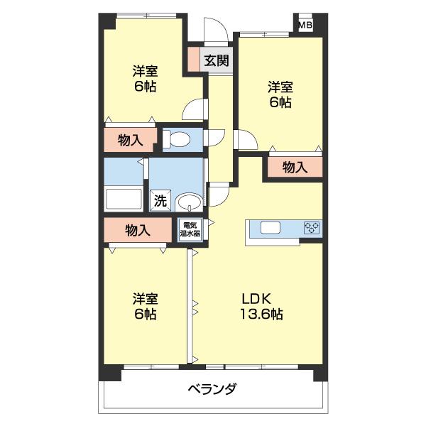 ル・シャトレ(3LDK/1階)の間取り写真