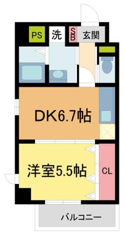 MAIN STAGE甲子園口(1DK/3階)の間取り写真
