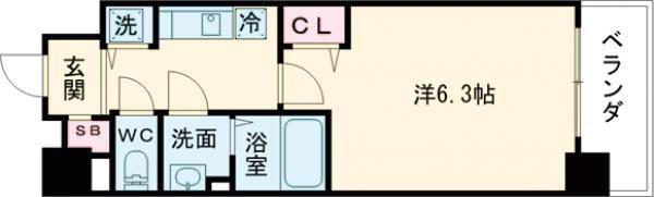 プレサンス新神戸駅前(1K/5階)の間取り写真
