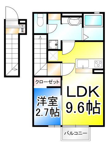 ピースヒルズ(1LDK/2階)の間取り写真