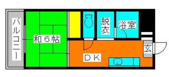 シティビル5(1DK/6階)の間取り写真