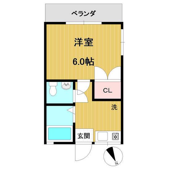 プランドール(1K/1階)の間取り写真