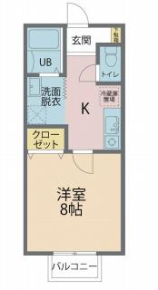 プランドールKOWA(1DK/2階)の間取り写真