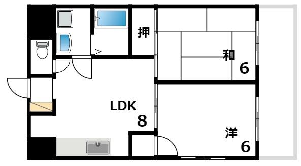 プラムハイツ本山(2LDK/2階)の間取り写真