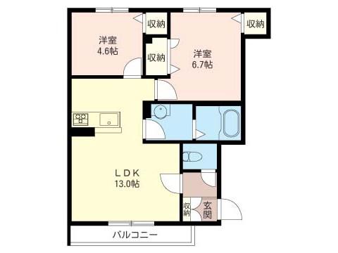 レフィナード(2LDK/1階)の間取り写真