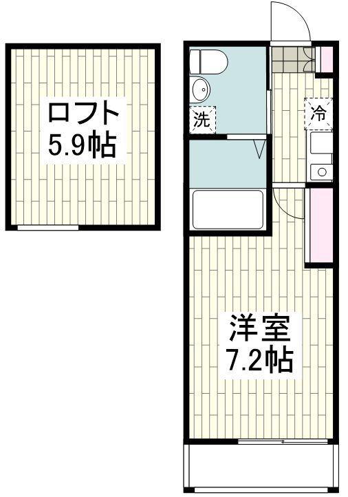 マーレプリマ(1K/2階)の間取り写真
