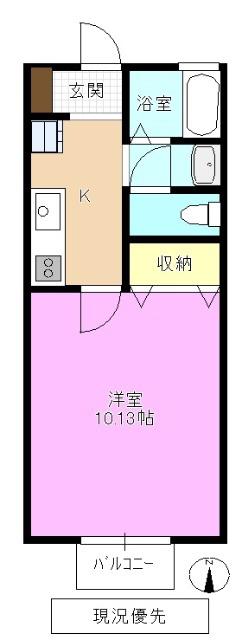 アパルト長野V(1K/2階)の間取り写真