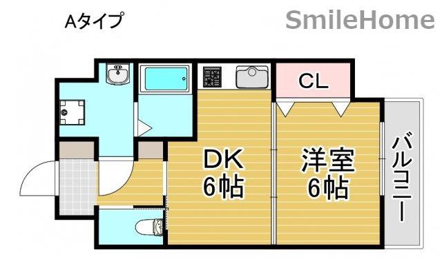 アーバンパーク住之江公園II(1DK/6階)の間取り写真