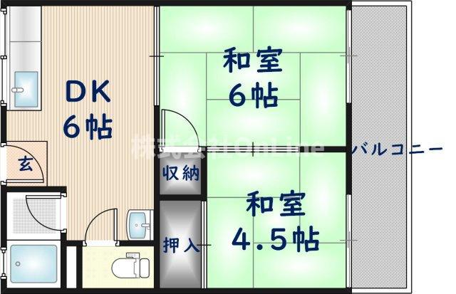 コーポフミ(2DK/2階)の間取り写真