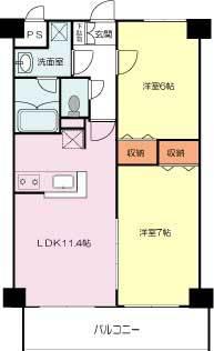 マルイマンション(2LDK/2階)の間取り写真