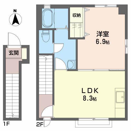 メゾンハーモニー(1LDK/2階)の間取り写真
