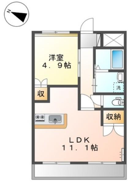 ブランシェ 滝尾(1LDK/1階)の間取り写真