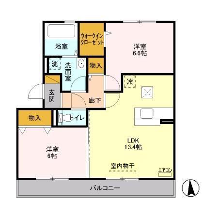 ラヴィエール(2LDK/1階)の間取り写真