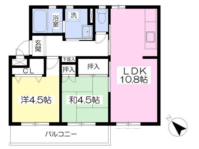 ルネッタ青山(2LDK/2階)の間取り写真