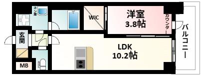 スプランディッド江坂III(1LDK/5階)の間取り写真