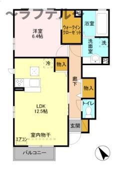 グラウクスC(1LDK/1階)の間取り写真