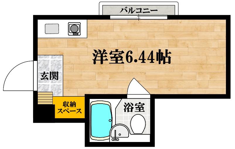 グランドハイツ湯里(ワンルーム/5階)の間取り写真