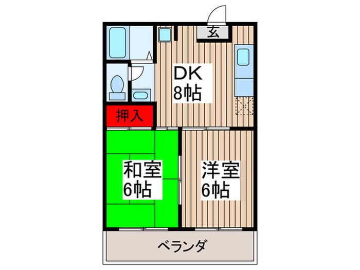 ロキシーヴィレッジ西浦和A(2DK/2階)の間取り写真