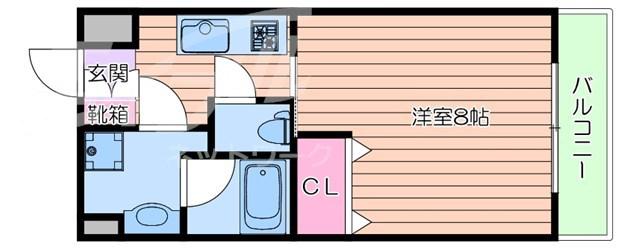 エルソル江坂(1K/2階)の間取り写真