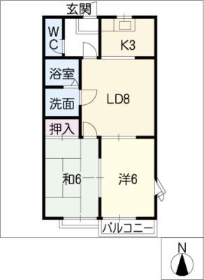 シティハウス加納(2LDK/1階)の間取り写真