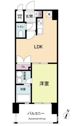 レジディア薬院大通(1LDK/6階)の間取り写真