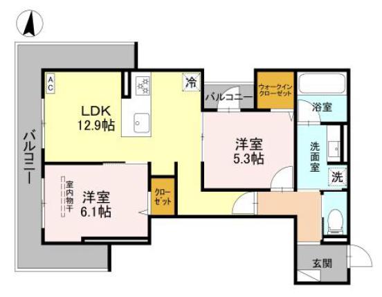 トリアングル(2LDK/3階)の間取り写真