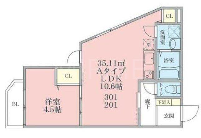 TALIESIN FD(1LDK/1階)の間取り写真