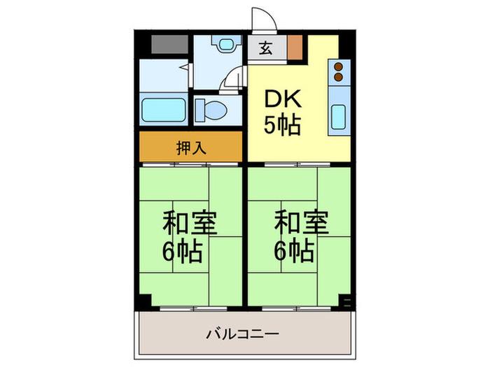 パラッツオ西岡本(2DK/2階)の間取り写真