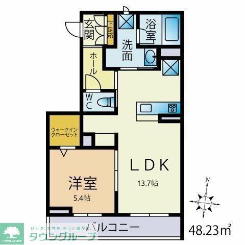 クレインズ上中居(1LDK/1階)の間取り写真