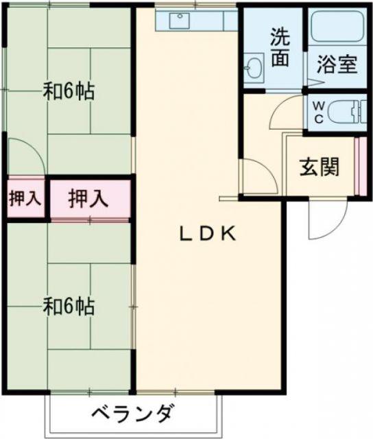 フレグランスフジA(2LDK/2階)の間取り写真