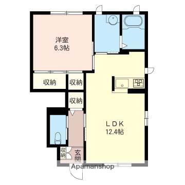 プリヴェ弐番館(1LDK/1階)の間取り写真