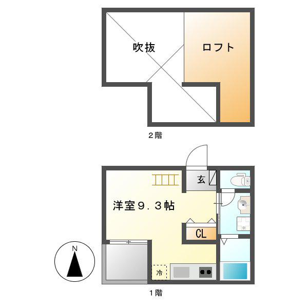 COCO STILE(ワンルーム/2階)の間取り写真
