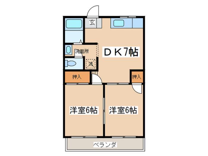 グランフレグランス1(2DK/2階)の間取り写真