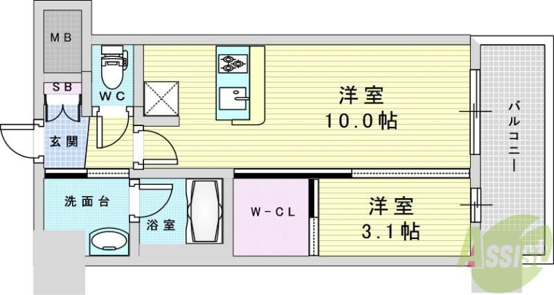 アーバングランデ新大阪(1LDK/10階)の間取り写真