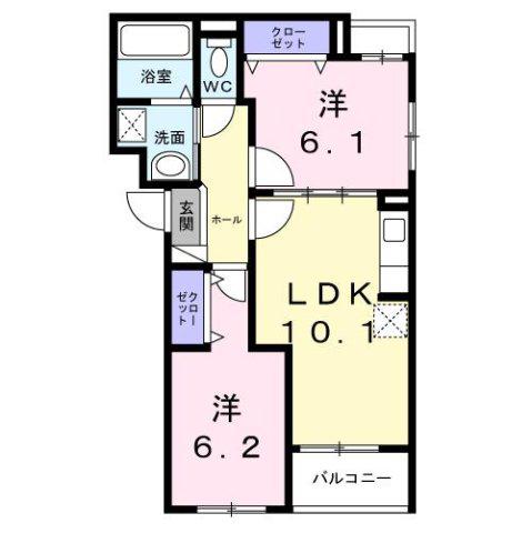 安満西の町 (2LDK/2階)の間取り写真